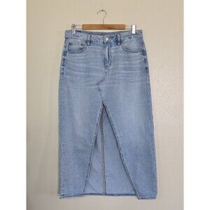 American Eagle Low Rise Denim Maxi Skirt Womens Size 8 Light Blue Wash